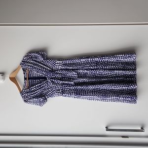 Vintage Tie Pattern Sheer Flowy Cap Sleeve Dress